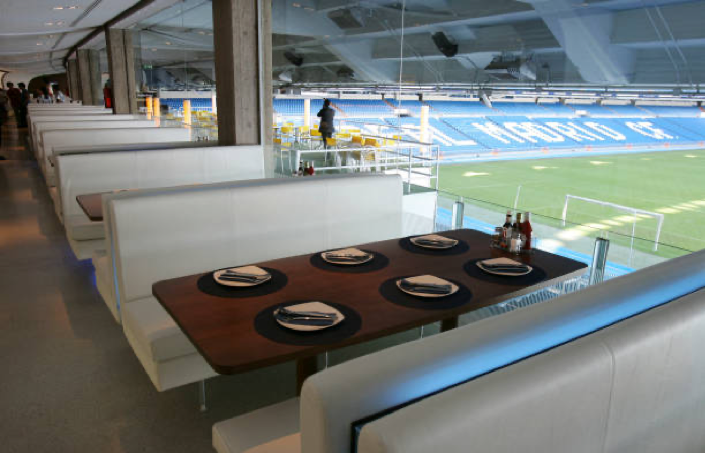 a general view of the restaurant inside the Santiago Bernabeu Stadium 