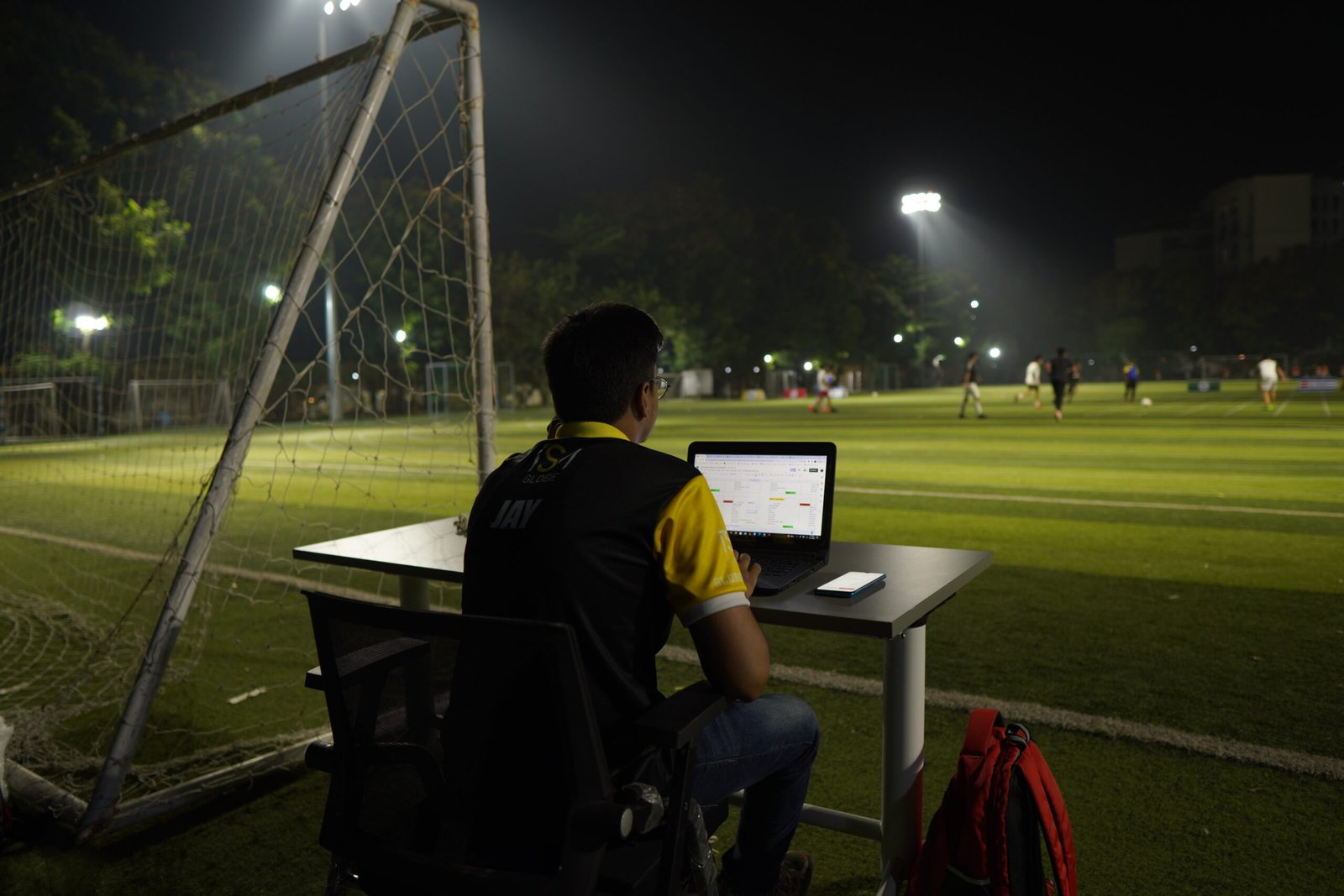 A Marketing Manager giving presentation on sports management degree